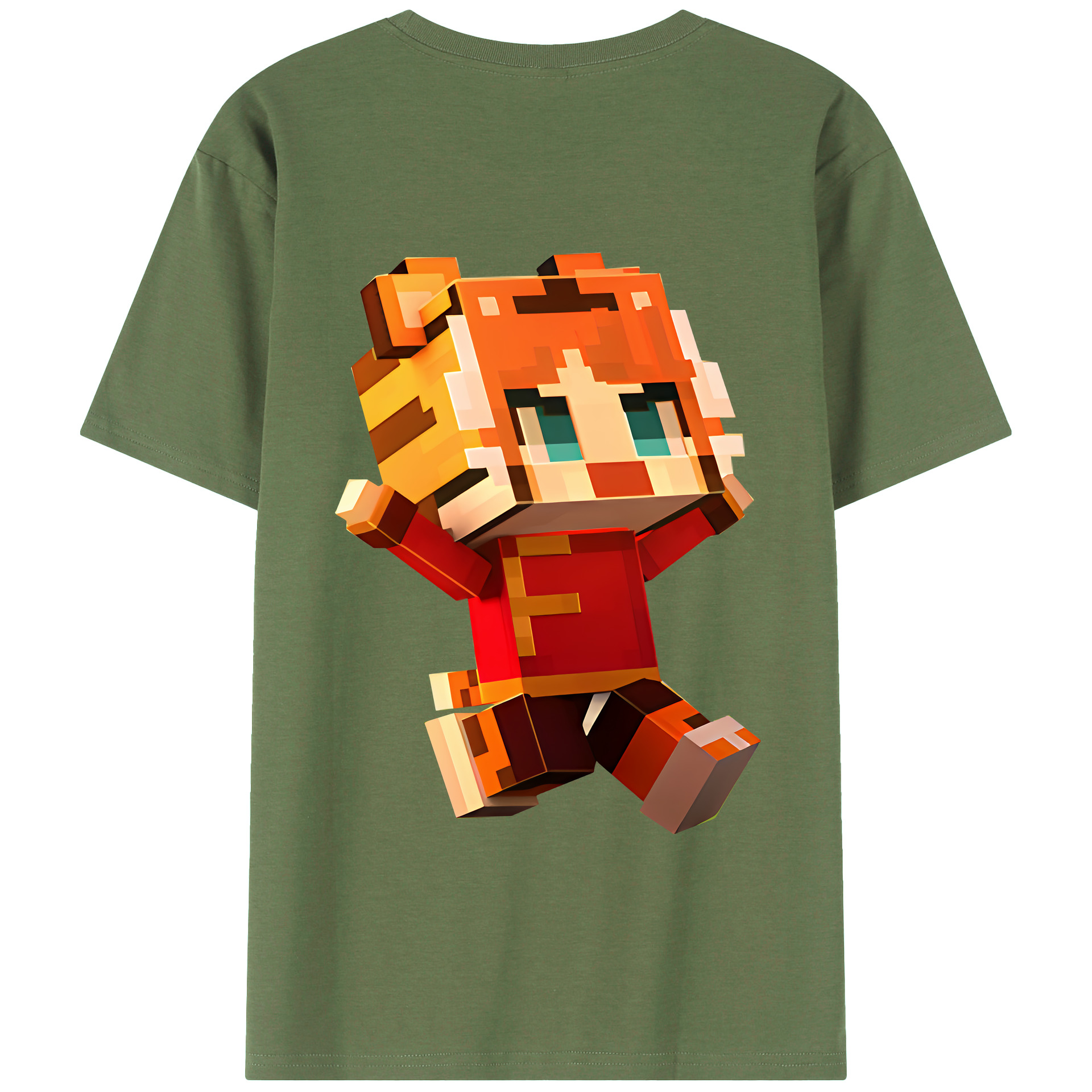 （画像用） マインクラフト ブロックの世界 Minecraft MC Block world 綿100％ メンズ半袖Tシャツ（バックプリント） 通気性